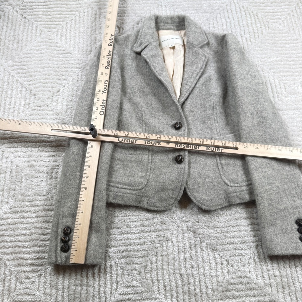 Banana Republic Wool Blazer Womens 4 Grey Tailored Preppy Old Money Vintage Y2K - Picture 4 of 16